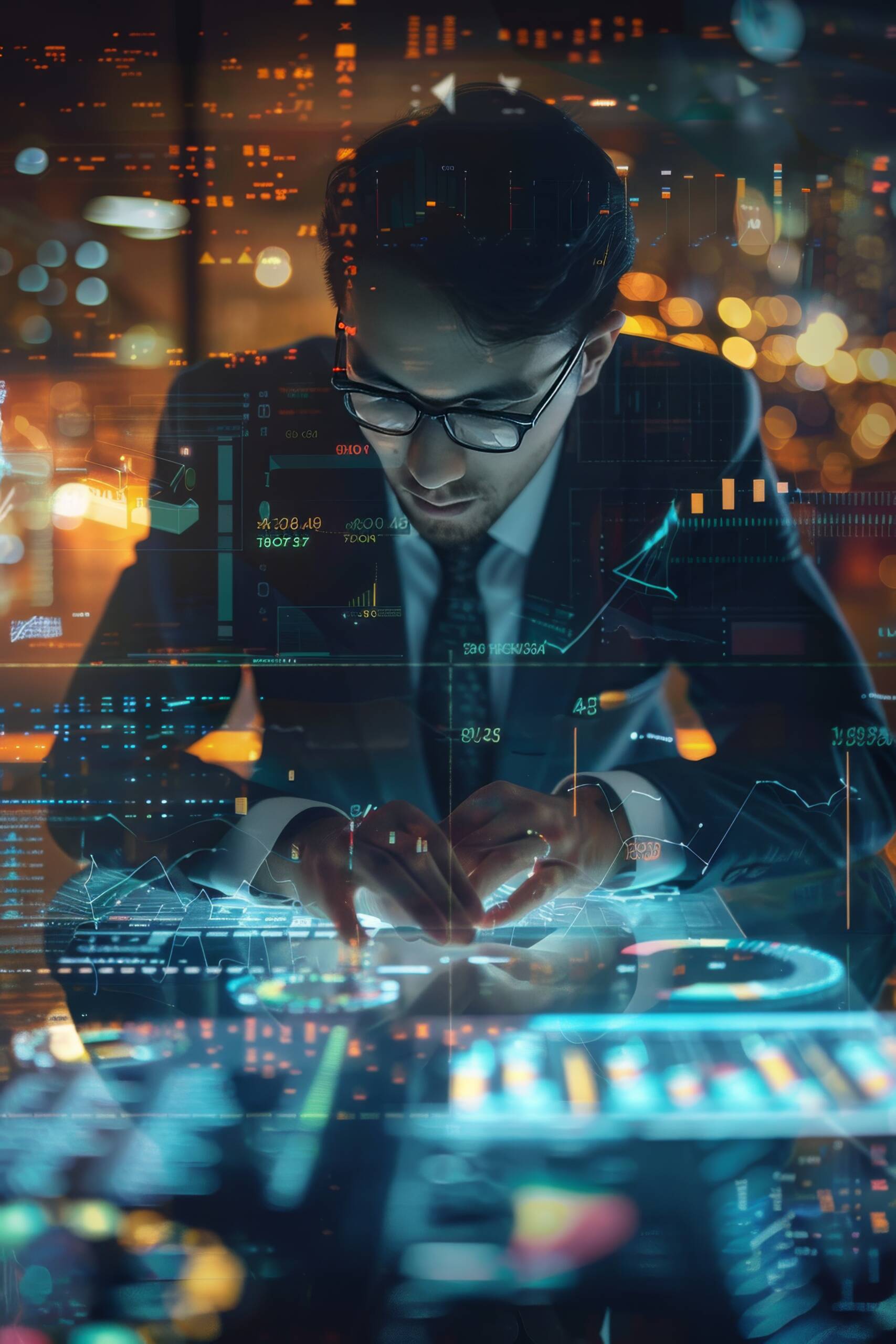 Businessman working with charts and financial analytics