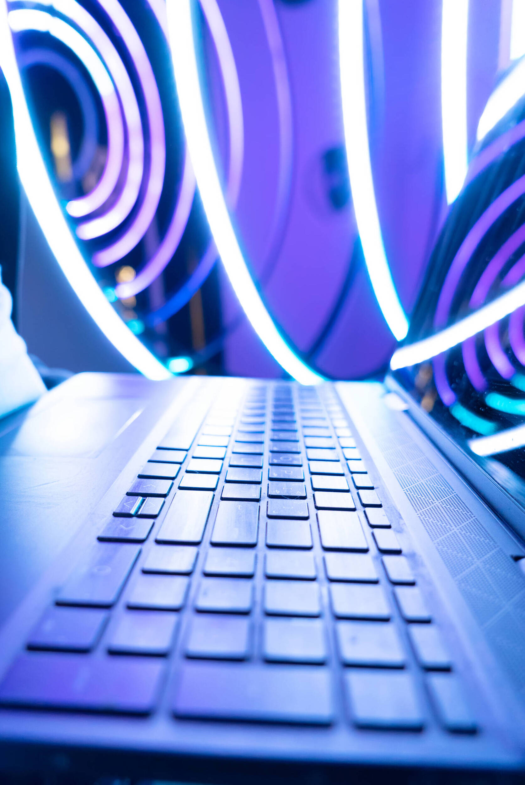 virtual key board inside virtual metaverse space, virtual gaming and augmented reality concept background